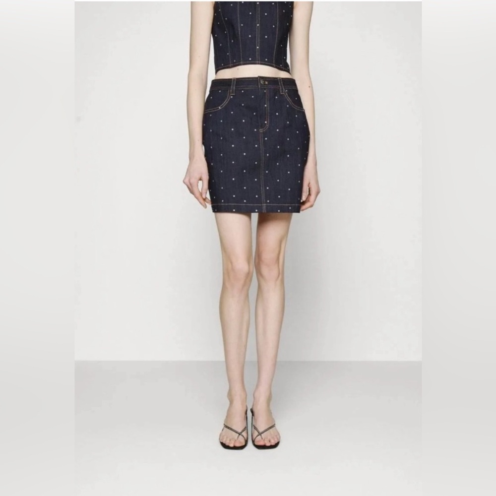 New! Cinq a‎ Sept Ditsy Rhinestone Lynette Mini Skirt Sz 2 $295